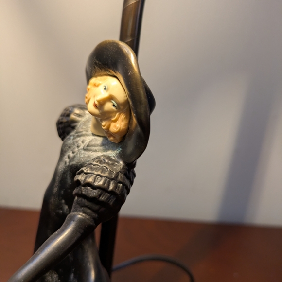 Gilbert Lamp with Woman in Flowing Dress frosted glass shade Art Deco Boudoir - Picture 2 of 6